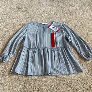 Blue Stripe Peplum Top - (fever)